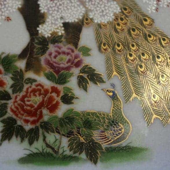 Decorative Plate, Peacocks with Moriage, Vintage Japan