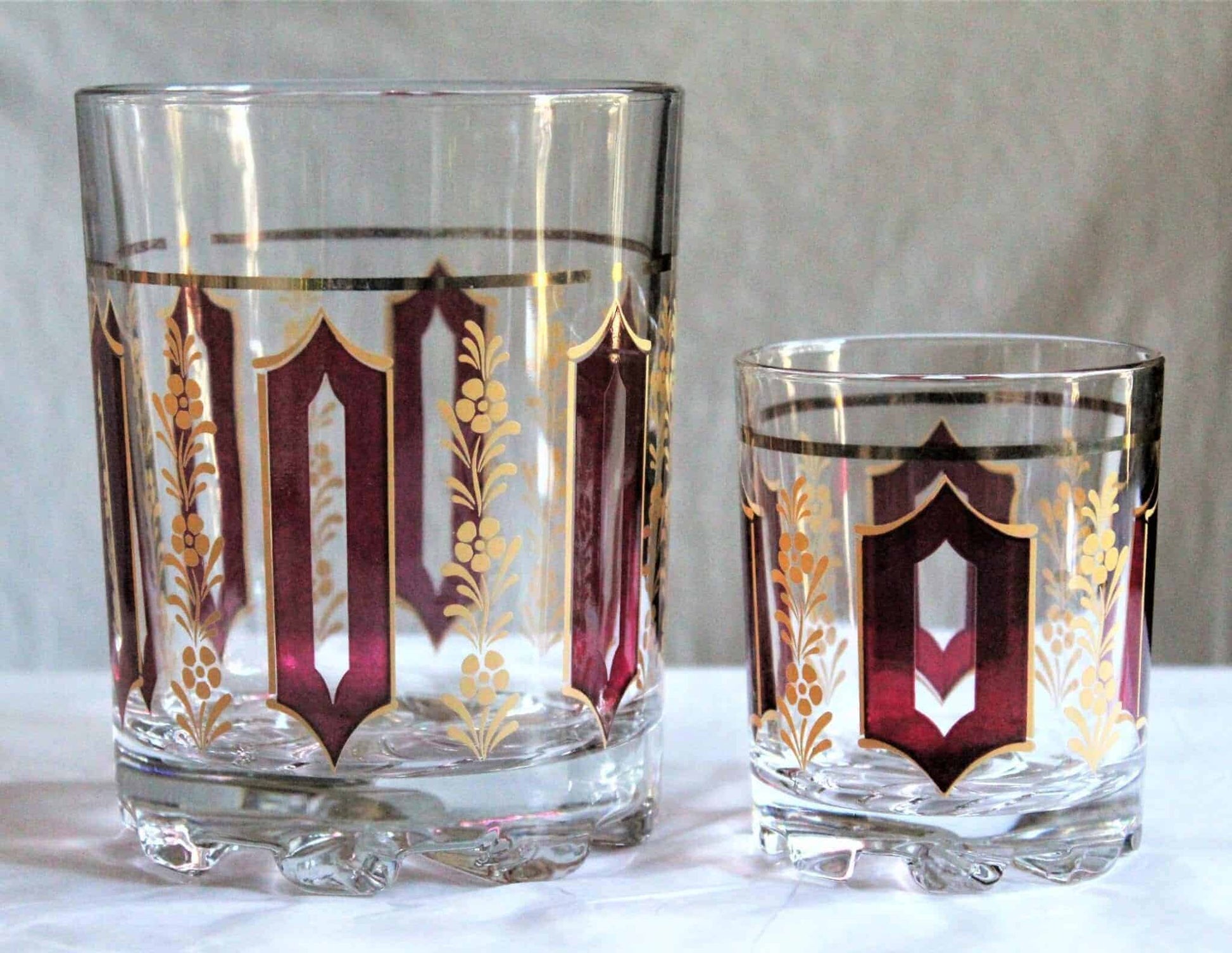 6 Vintage Cocktail Highball Glasses, Vintage Gold Cocktail Glasses, Bar  Cart Decor, Mad Men Style, 1950's Vintage Barware