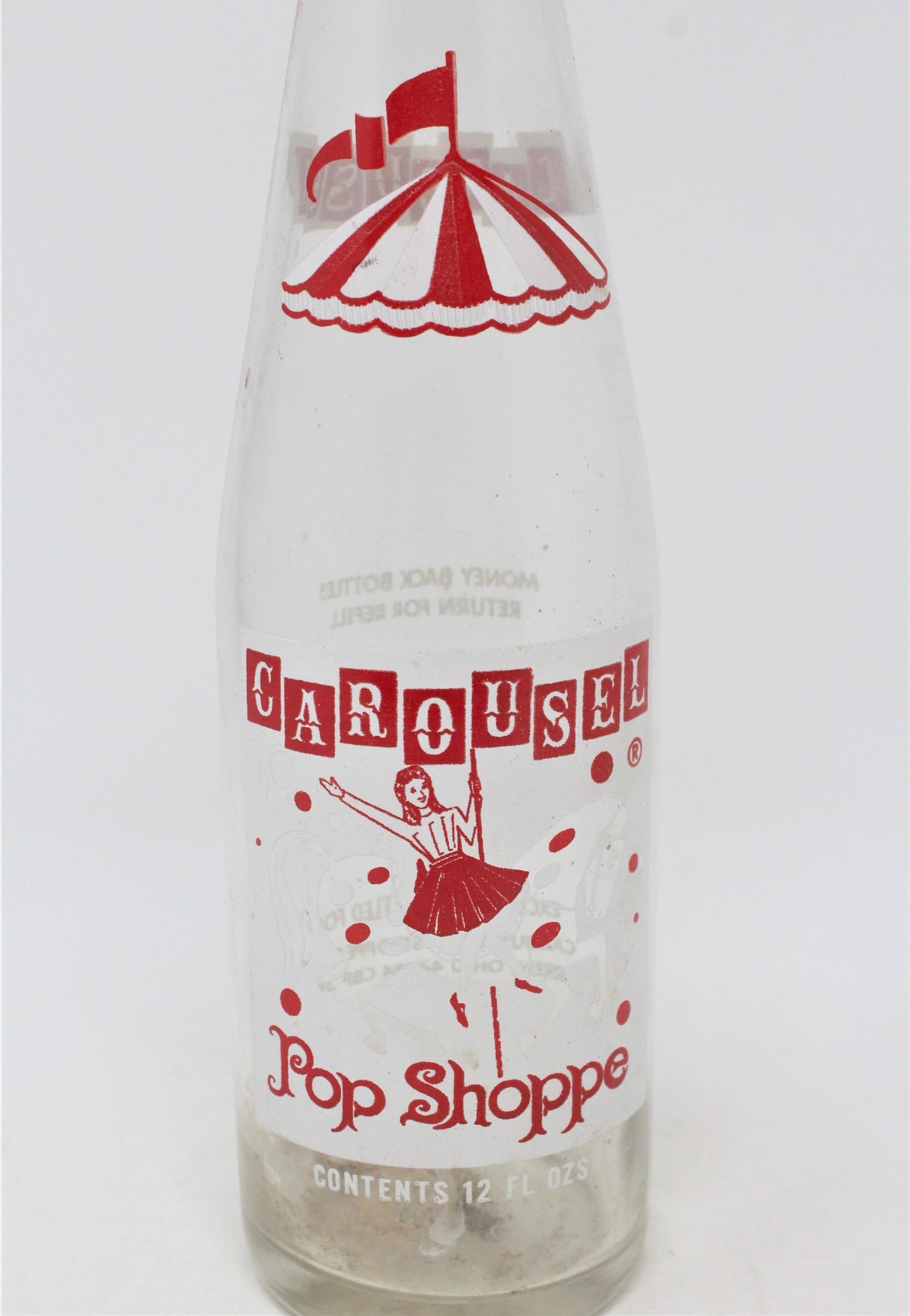 Soda Bottle, Carousel Pop Shoppe, ACL 12oz, Warren, Ohio / Canada, Vintage