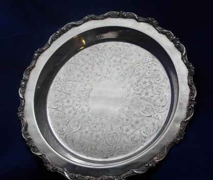 Server, Poole, Old English, Silverplate Footed Serving Plate, 12", Vintage