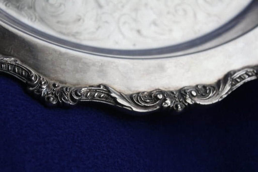 Server, Poole, Old English, Silverplate Footed Serving Plate, 12", Vintage