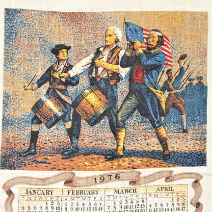 Calendar Tea Towel, 1976 Kay Dee, Spirit of '76, Vintage Linen