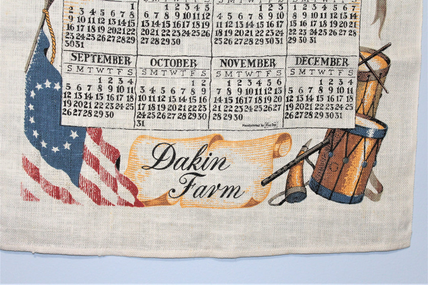 Calendar Tea Towel, 1976 Kay Dee, Spirit of '76, Vintage Linen