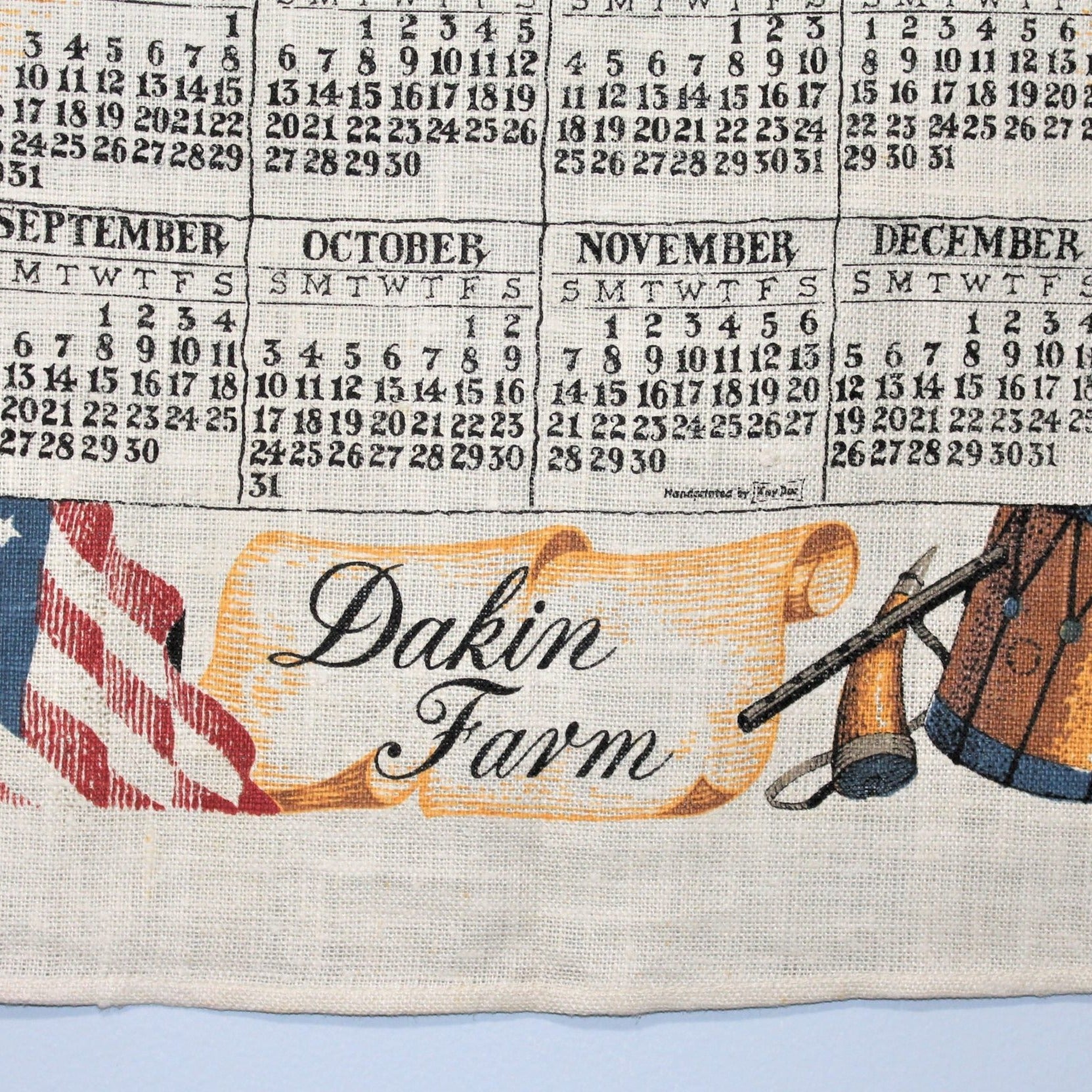 Vintage KAYDEE Linen Tea Towel Americana Black Horse Tavern