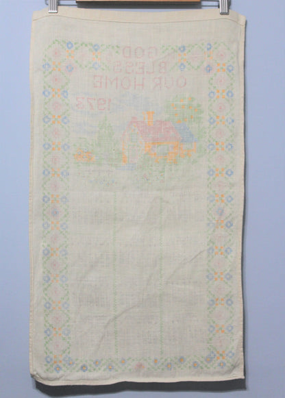 Calendar Tea Towel, 1973, God Bless Our Home, Vintage Linen, SOLD