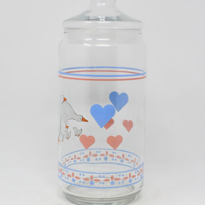 Storage Canister, Luminarc, Apothecary Jar, Hearts & Geese, France, Vintage