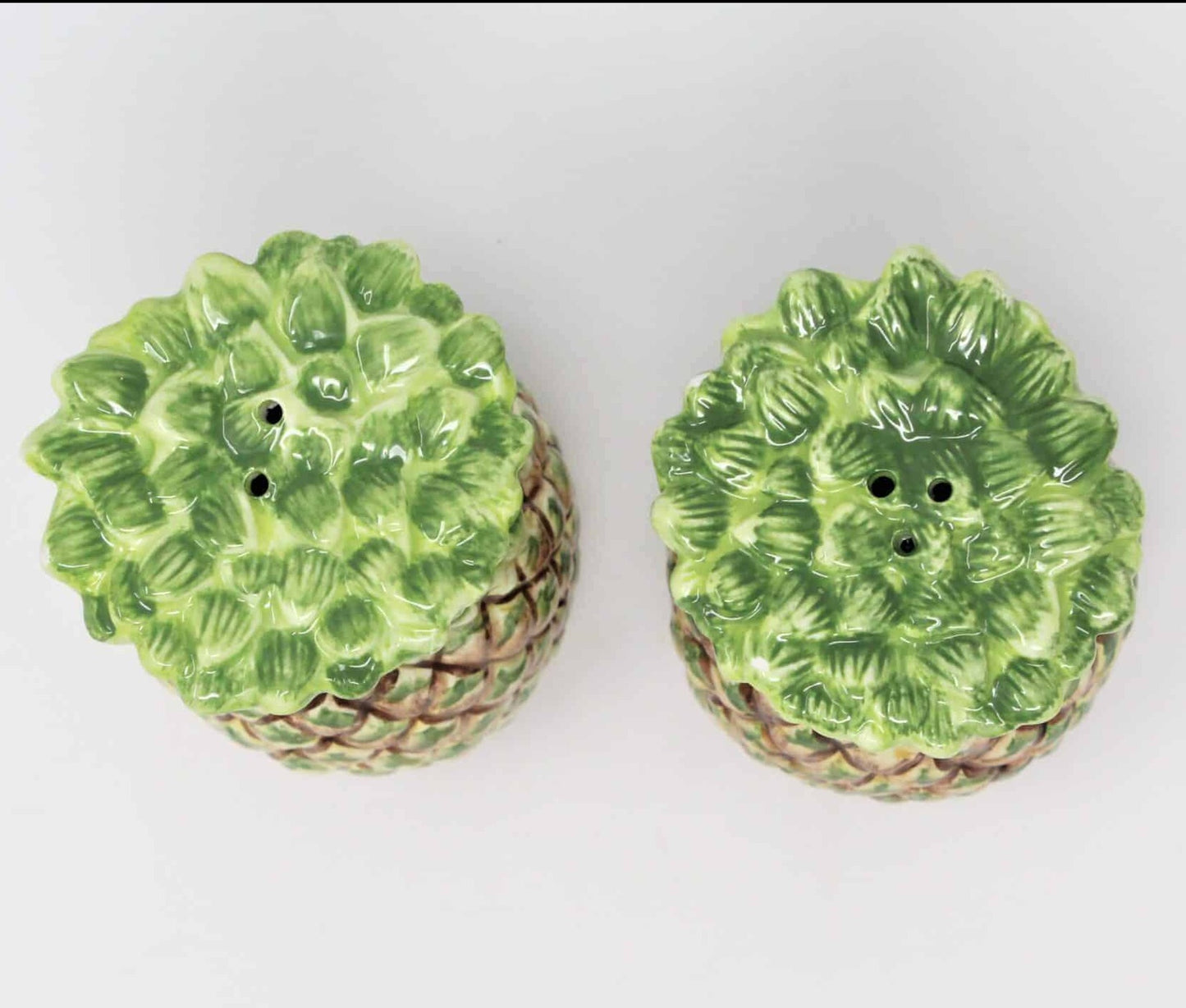 Salt and Pepper Shakers, Pineapple Shaped, Ceramic