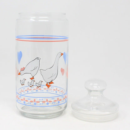 Storage Canister, Luminarc, Apothecary Jar, Hearts & Geese, France, Vintage