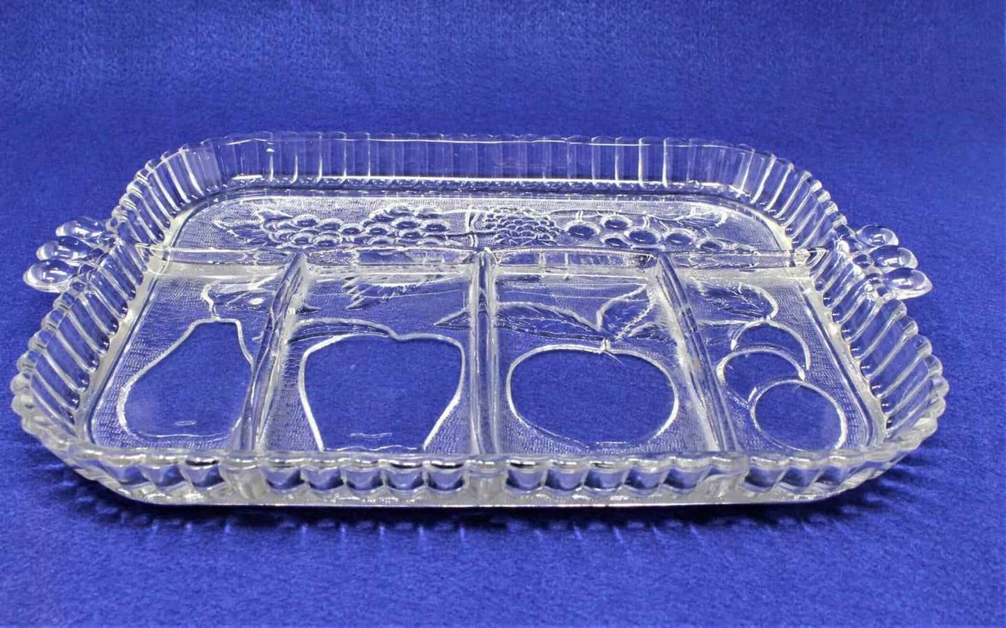 Divided Relish Tray, Indiana Glass, Fruits Clear, Vintage