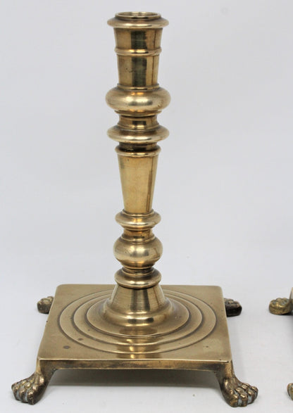 Candle Holders, Brass, Lion Claw Feet, Set of 2, Vintage Hong Kong