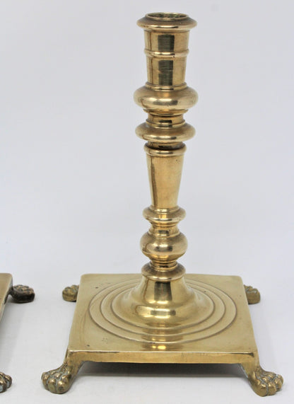 Candle Holders, Brass, Lion Claw Feet, Set of 2, Vintage Hong Kong