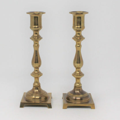 Candle Holders, Brass, Andrea by Sadek, Square Base, Set of 2, Vintage