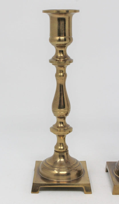 Candle Holders, Brass, Andrea by Sadek, Square Base, Set of 2, Vintage