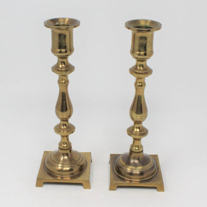 Candle Holders, Brass, Andrea by Sadek, Square Base, Set of 2, Vintage