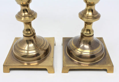 Candle Holders, Brass, Andrea by Sadek, Square Base, Set of 2, Vintage