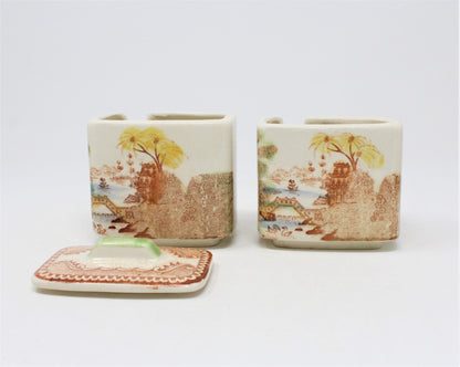 Condiment Set, Brown & Richie, Oriental Gardens, Brown Transferware, 9 Pcs, Vintage, SOLD