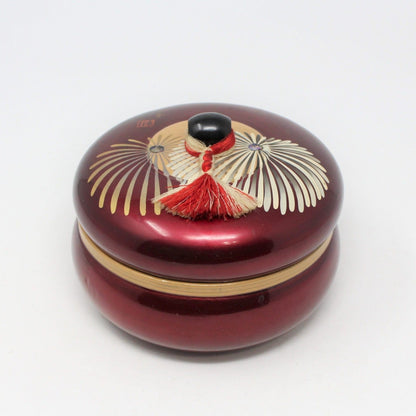 Trinket Box, Hand Painted Lacquer with Silk Tassel, Japan, Vintage, SOLD