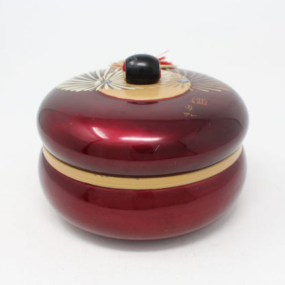 Trinket Box, Hand Painted Lacquer with Silk Tassel, Japan, Vintage, SOLD