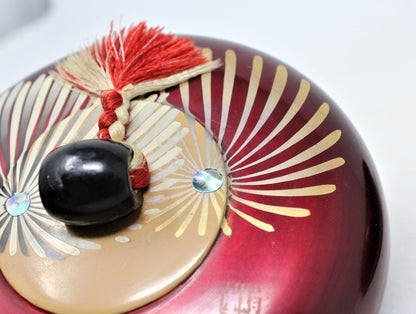 Trinket Box, Hand Painted Lacquer with Silk Tassel, Japan, Vintage, SOLD