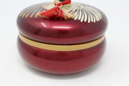 Trinket Box, Hand Painted Lacquer with Silk Tassel, Japan, Vintage, SOLD