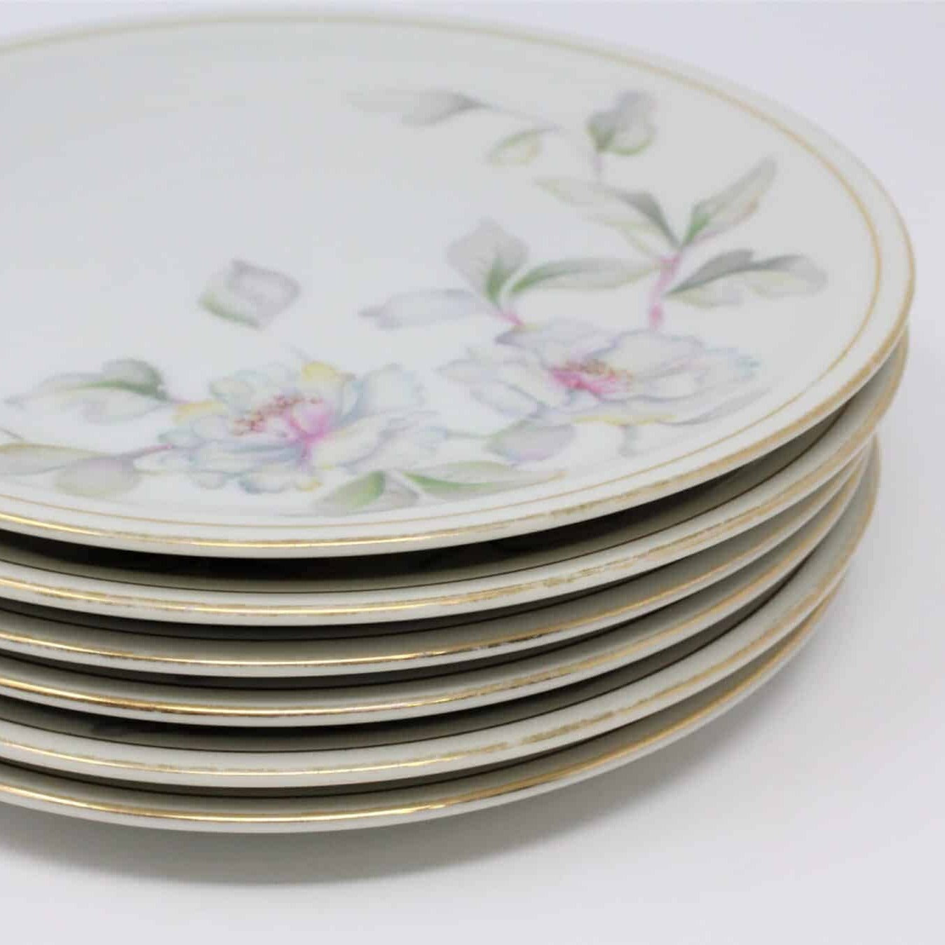 Appetizer Plates, Meito, Springtime, Set of 7, Vintage Japan