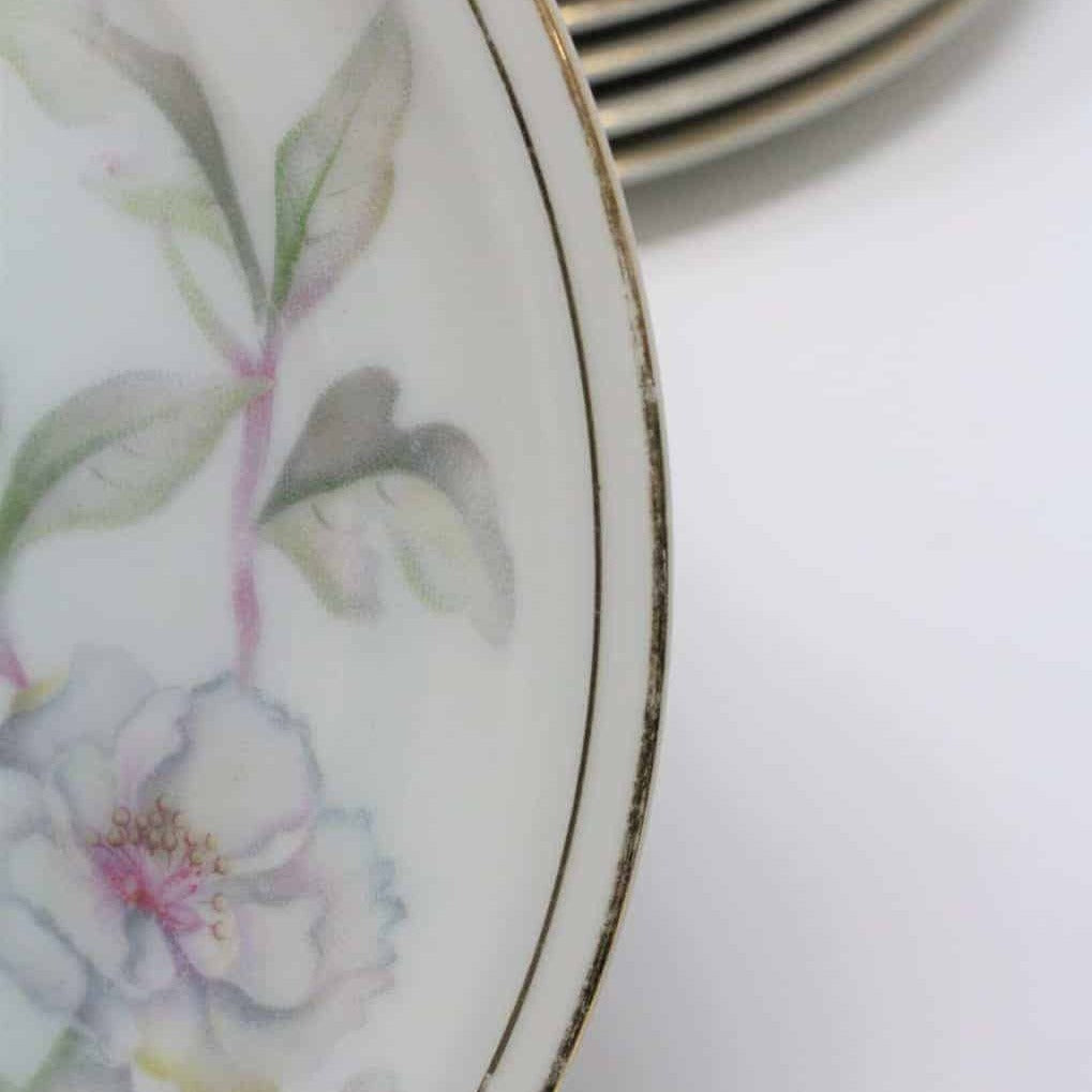 Appetizer Plates, Meito, Springtime, Set of 7, Vintage Japan