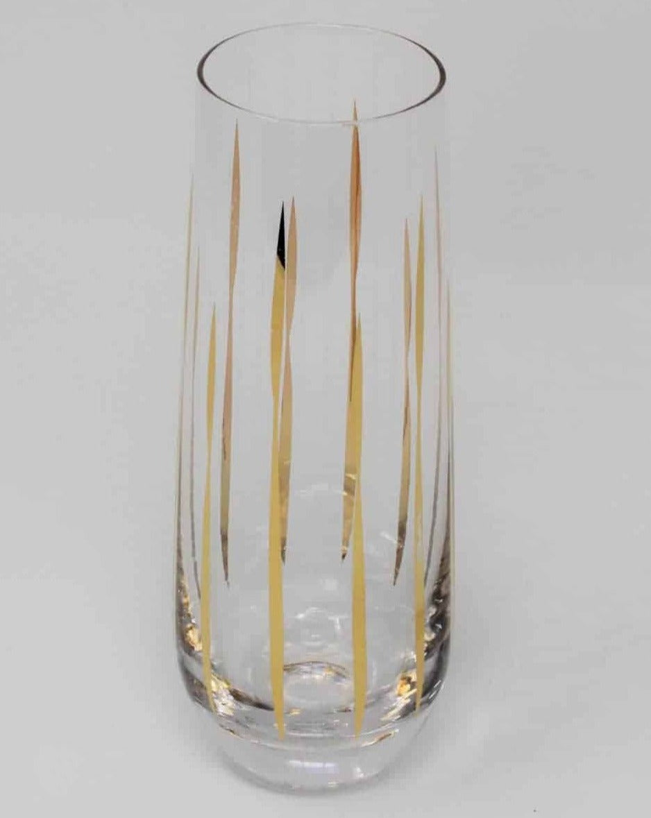 Bud Vase, Gold Stripes Blown Glass, Retro, Vintage