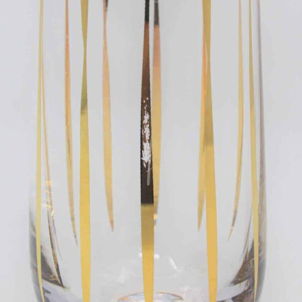 Bud Vase, Gold Stripes Blown Glass, Retro, Vintage