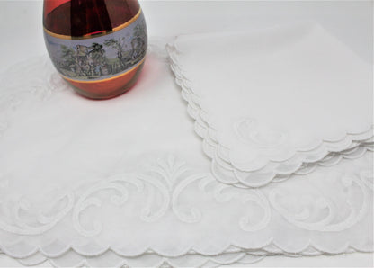 Placemats and Napkins Set, White Organza, 14 Pcs, Vintage Linens