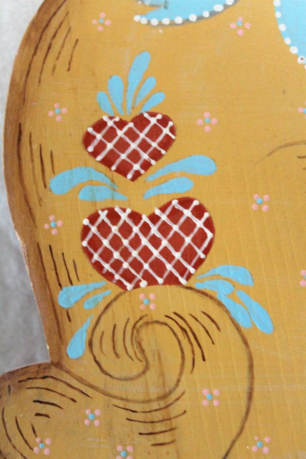 Wooden Cat Cutout, Hand Painted, Blue Cat, Vintage 11"