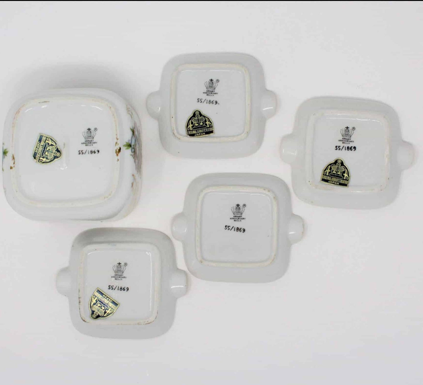 Ashtrays, Arnart / Royal Crown, Stackable Ashtrays, 50th Wedding Anniversary Bells with Holder, Vintage