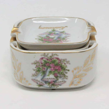 Ashtrays, Arnart / Royal Crown, Stackable Ashtrays, 50th Wedding Anniversary Bells with Holder, Vintage