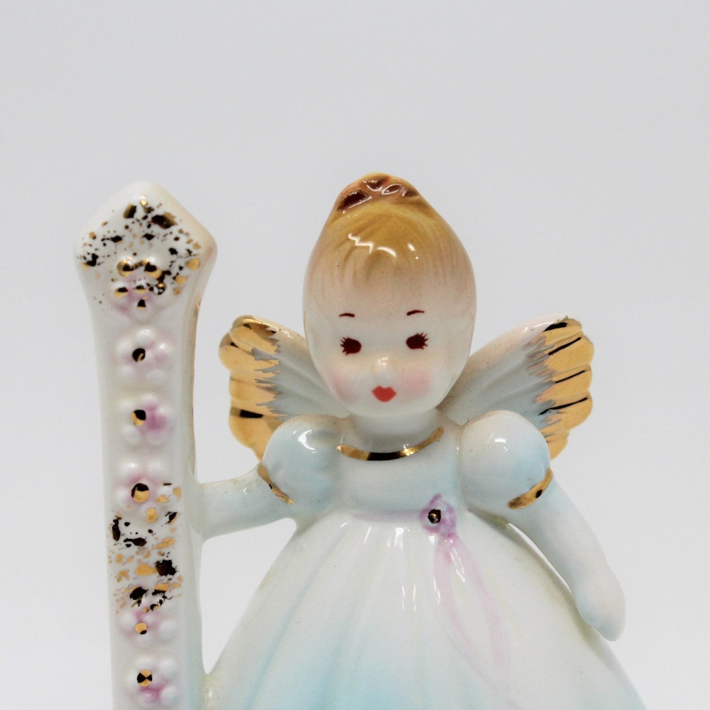 Figurine, Josef Originals Birthday Angel, 1 Year, Blue Dress, Vintage