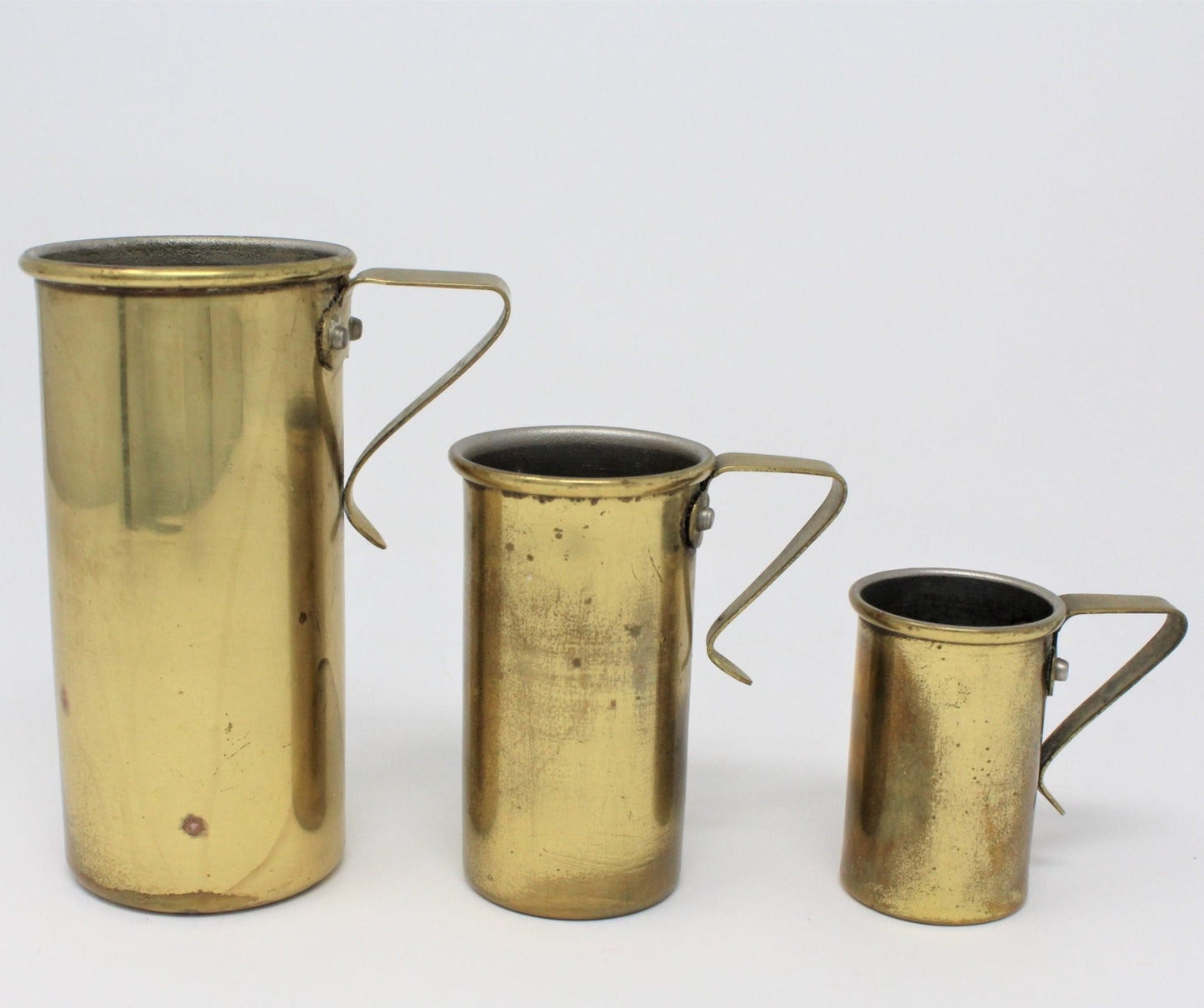Measuring Cups, Brass Set of 3, O.D.I., Stackable, Vintage Korea