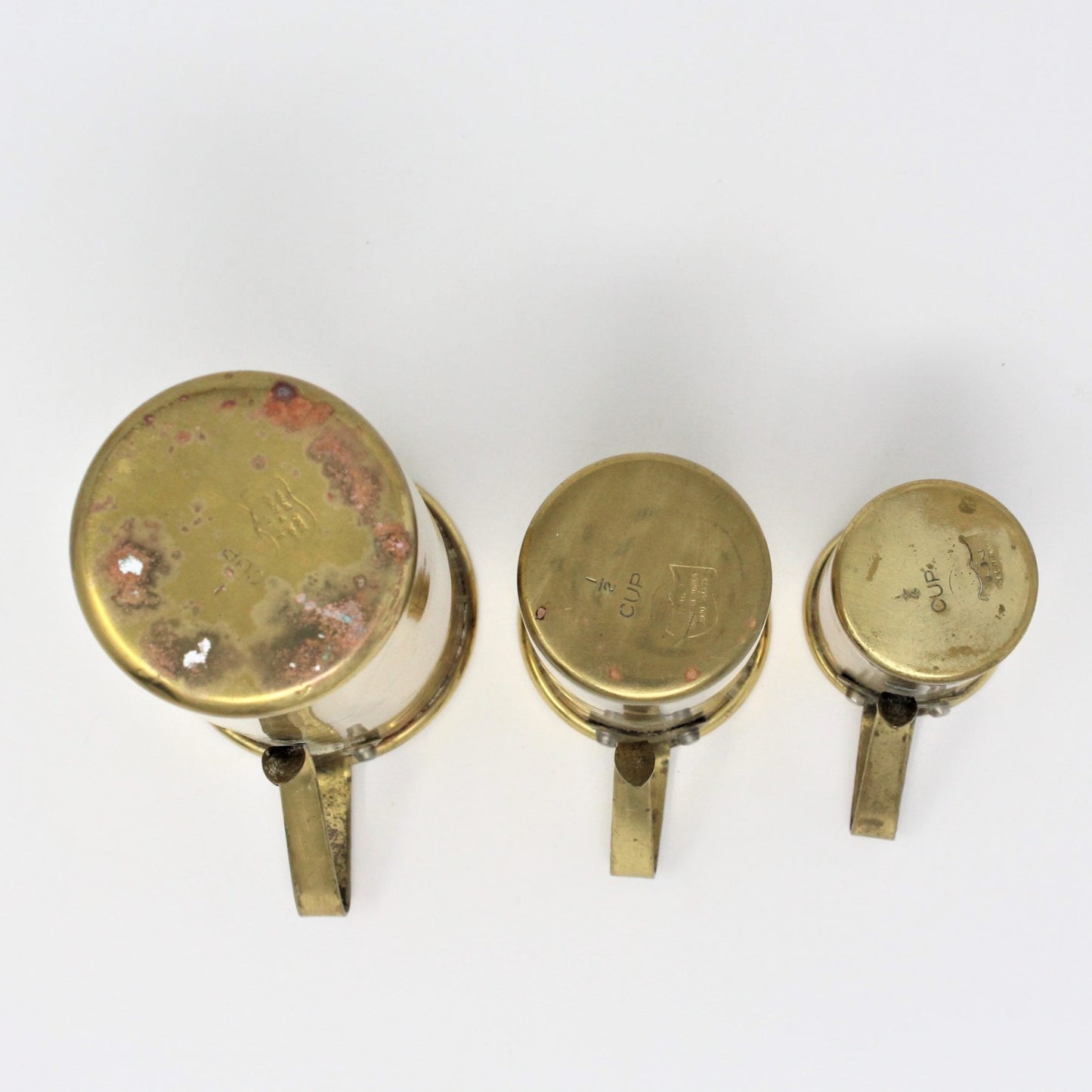Measuring Cups, Brass Set of 3, O.D.I., Stackable, Vintage Korea RARE