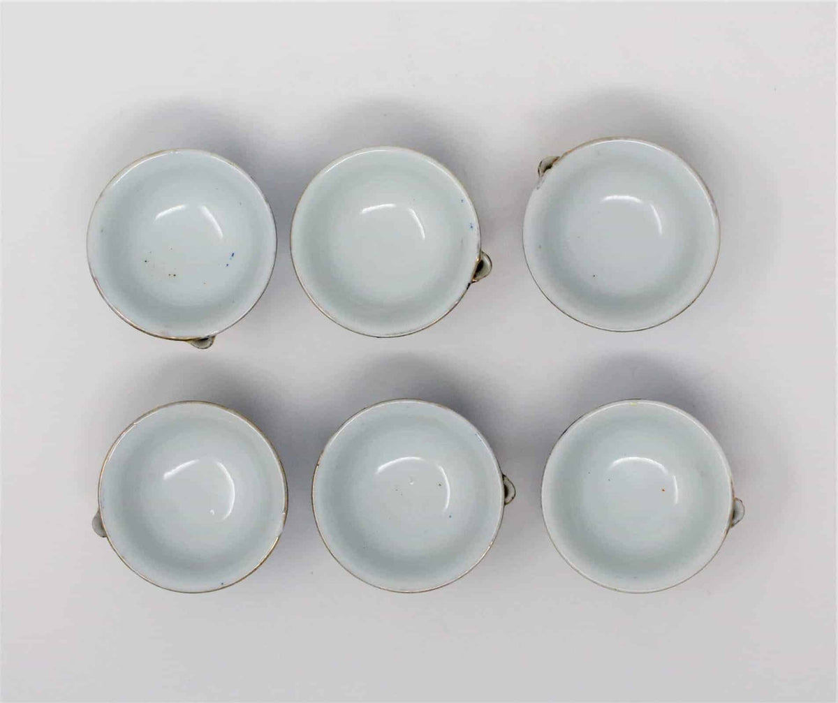 Sake Cups: Blue Moriage Dragonware, Hand Painted Sakazuki, Set of 6, Japan, Vintage 1950s - SOLD