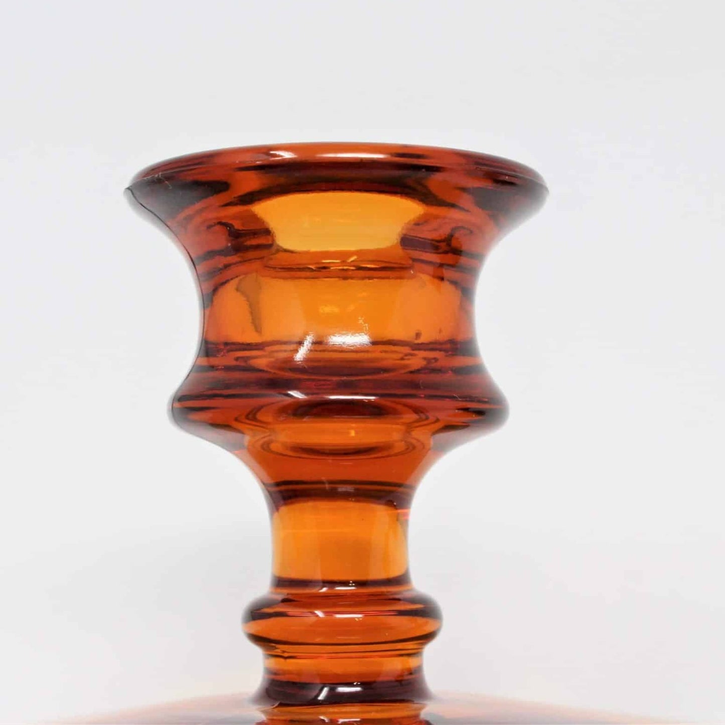 Candle Holders, Cambridge, Amber Etched Floral, Set of 2, Vintage