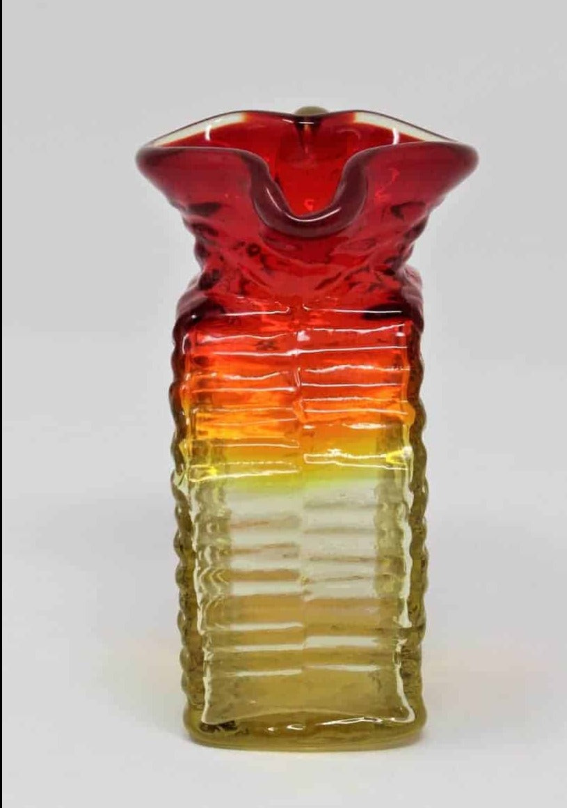 Pitcher, Pilgrim Art Glass, Amberina Rock Crystal, Hand Blown, Vintage