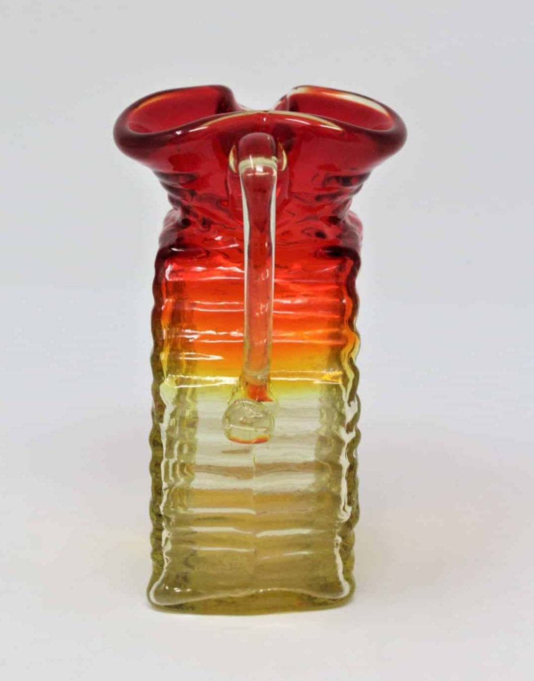 Pitcher, Pilgrim Art Glass, Amberina Rock Crystal, Hand Blown, Vintage