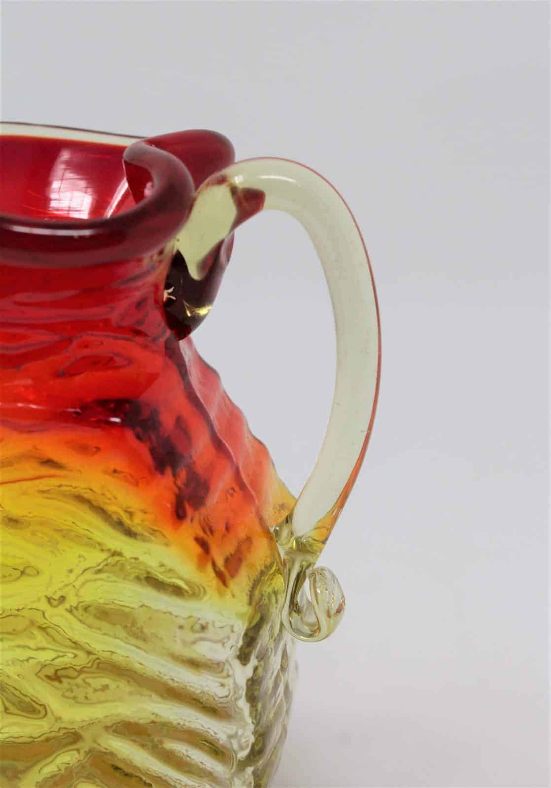 Pitcher, Pilgrim Art Glass, Amberina Rock Crystal, Hand Blown, Vintage