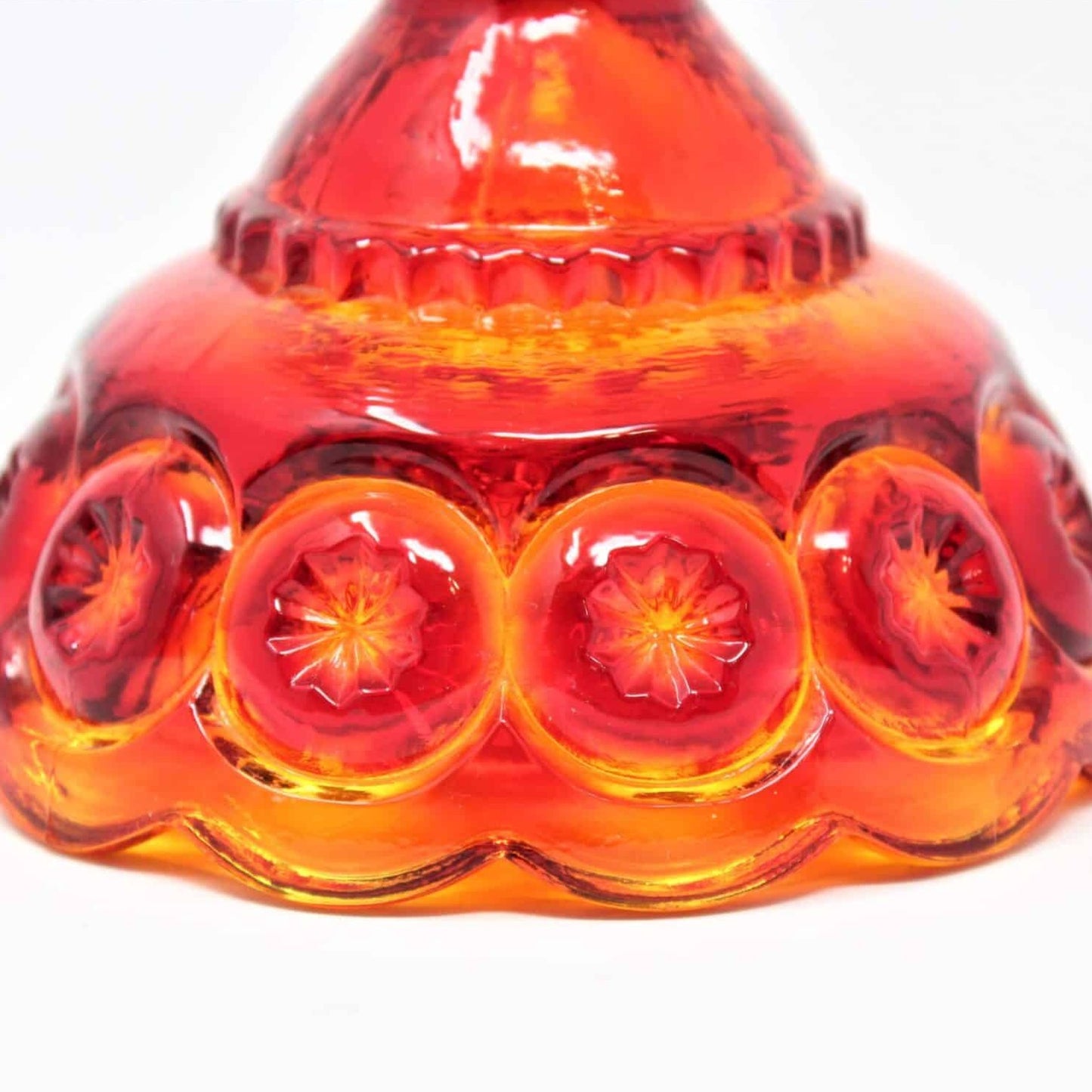 Candle Holder, L.E. Smith Glass, Moon and Stars, Amberina / Flame Taper, Vintage