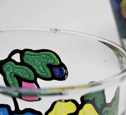Tumblers: Mt Washington, Pansies by Pasinski, Stained Glass Look, Set of 6, USA, Vintage 1950s - SOLD