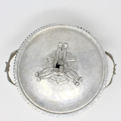 Serving Bowl with Lid, Rodney Kent Hammered Aluminum 2Qt, Vintage