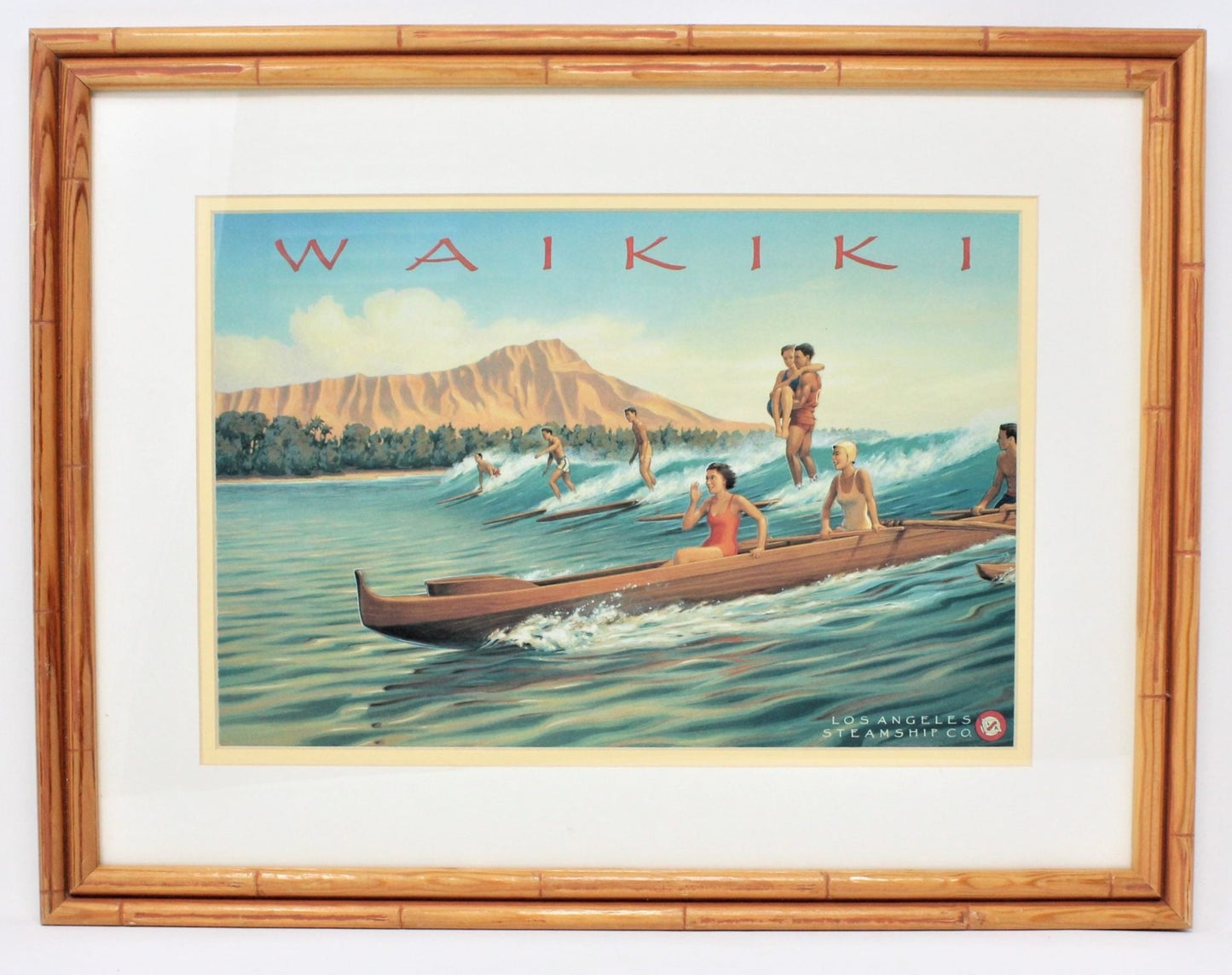 Print, Waikiki, Surf Riders by Kerne Erickson, Framed, Retro Hawaii