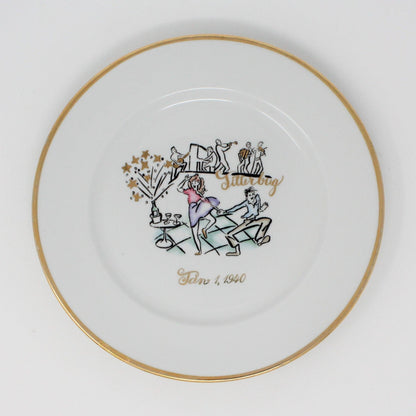 Decorative Plate, New Year's Plate, 1940 Jitterbug, Rosanna, Italy, Vintage