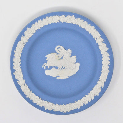 Plate, Blue Jasperware Aurora, Wedgwood, 4 Inch Round Tray, Vintage