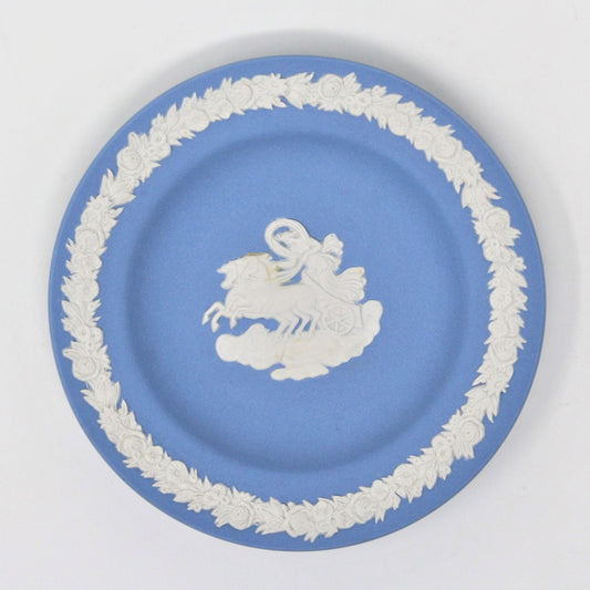 Plate, Blue Jasperware Aurora, Wedgwood, 4 Inch Round Tray, Vintage