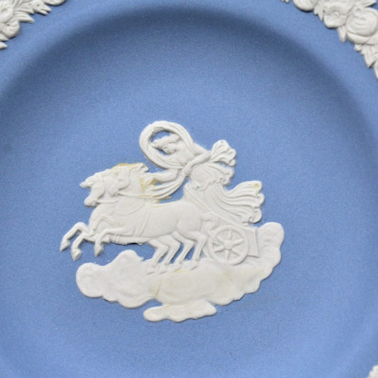 Plate, Blue Jasperware Aurora, Wedgwood, 4 Inch Round Tray, Vintage