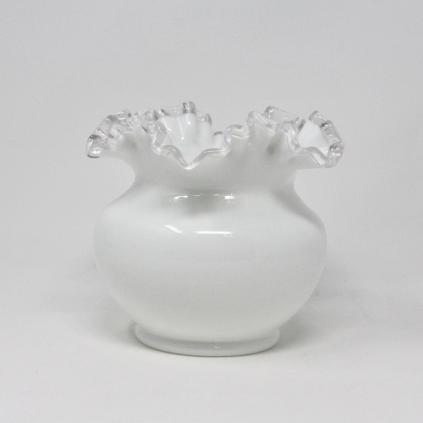 Vase, Fenton, Silver Crest Double Crimped Round Vase, 5" Vintage