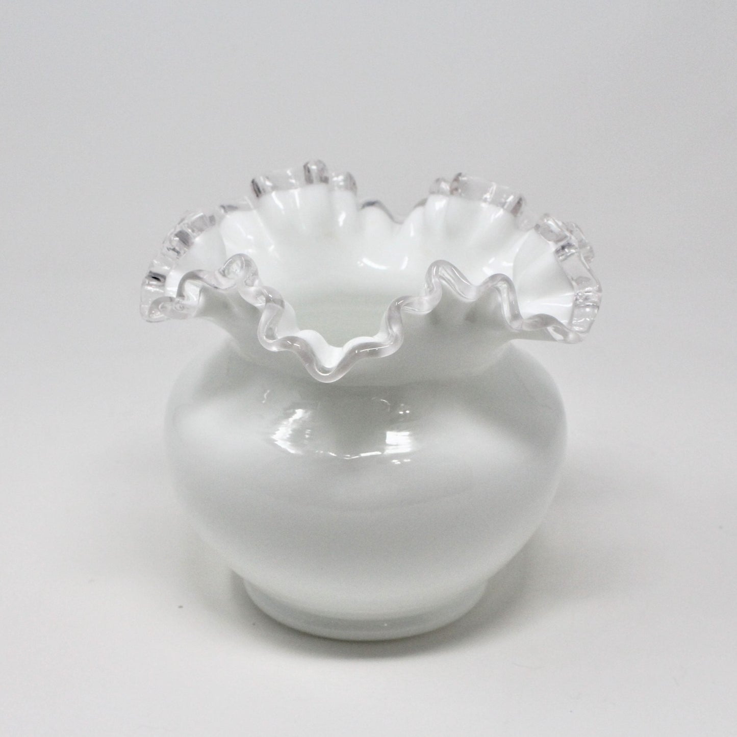 Vase, Fenton, Silver Crest Double Crimped Round Vase, 5" Vintage